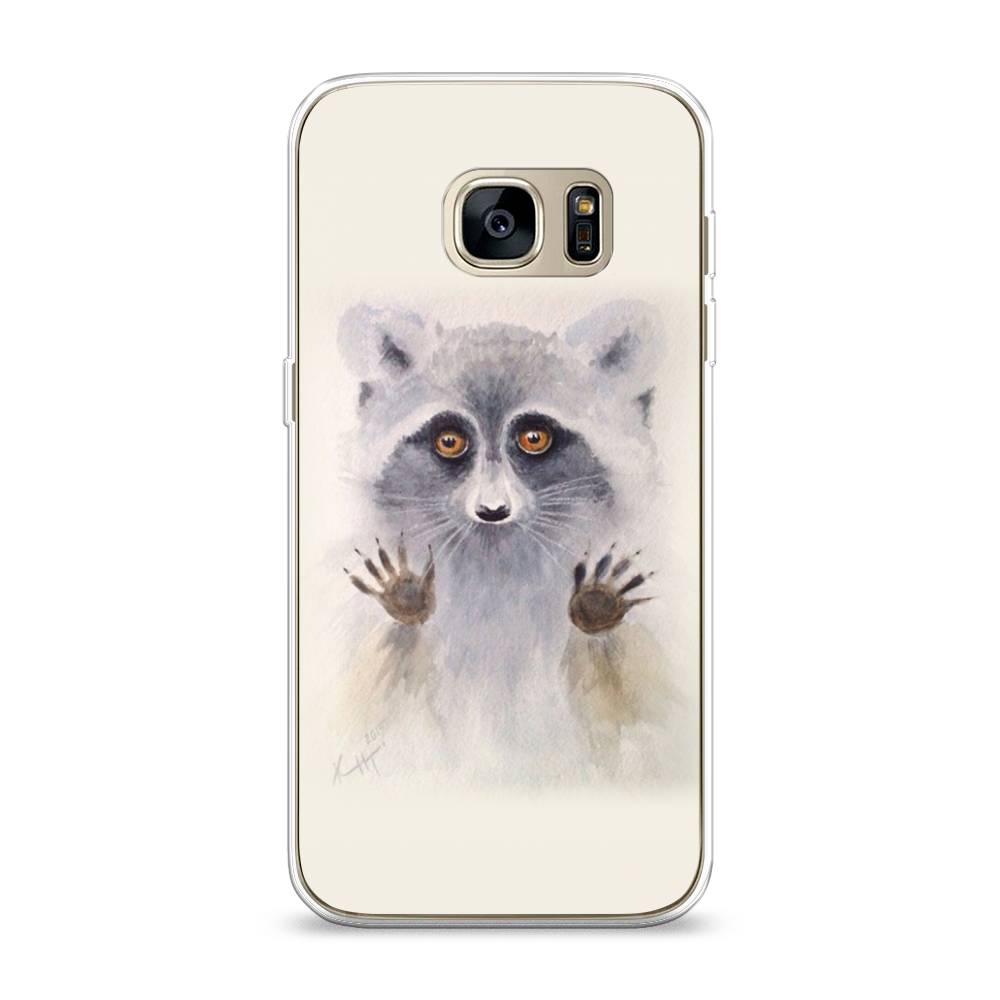 

Чехол на Samsung Galaxy S7 "Енот за стеклом", Бежевый;серый, 24550-4