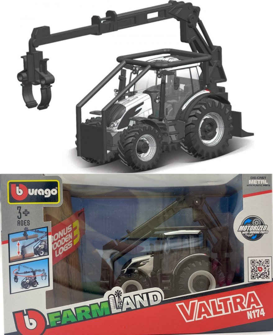 Трактор коллекционный 1:43 Bburago Valtra N174 (18-31680)