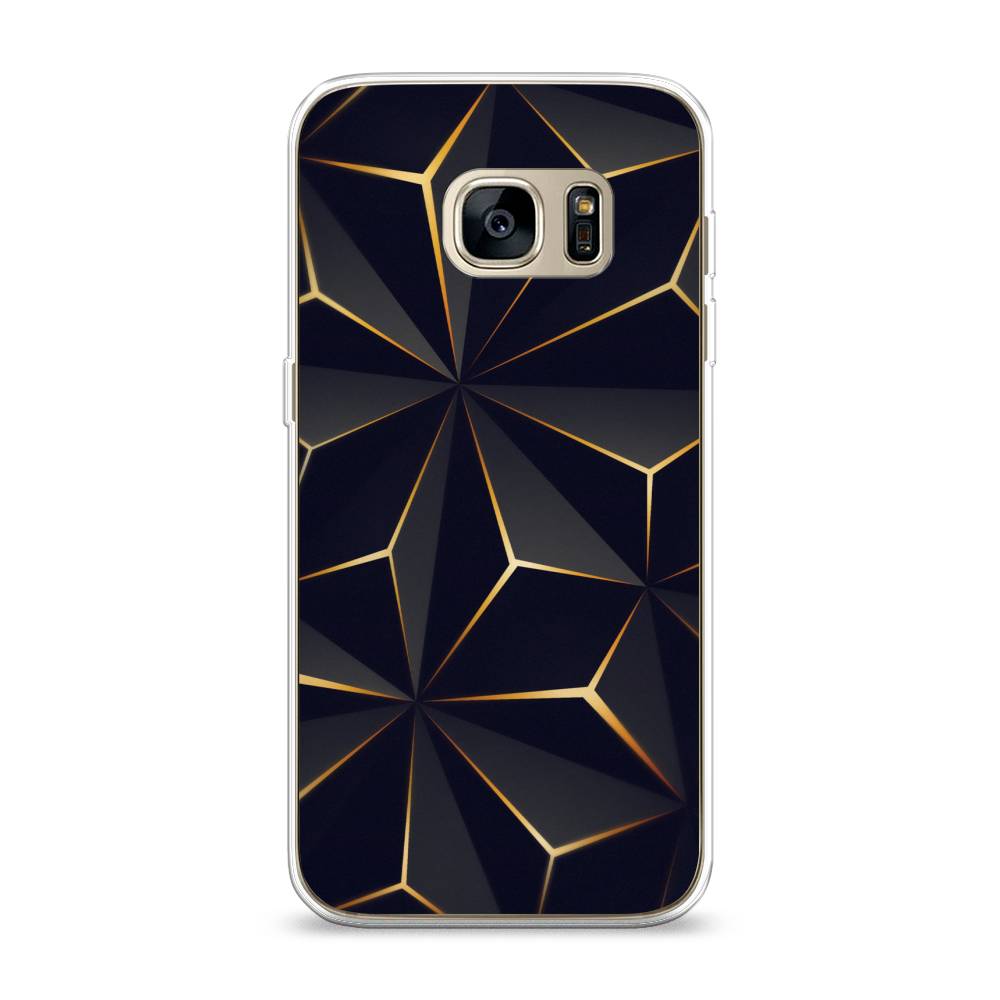 

Чехол на Samsung Galaxy S7 "Черные полигоны", Золотистый;черный, 24550-3