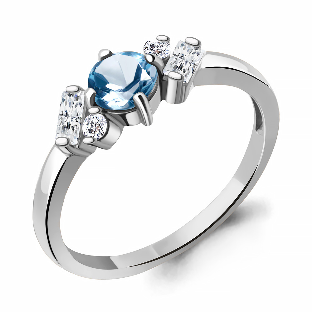 

Кольцо из серебра с топазом\фианитом Aquamarine Aquamarine 6726505А_925_р р, 6726505А_925_р