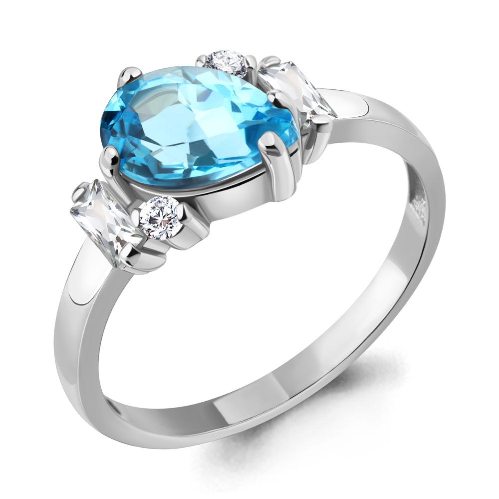 

Кольцо из серебра с топазом\фианитом Aquamarine Aquamarine 6726405А_925_р р, 6726405А_925_р