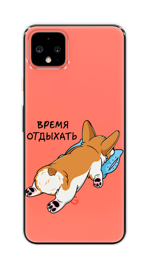 

Чехол на Google Pixel 4 XL "Корги отдыхает", Черный;коричневый;голубой, 270550-1