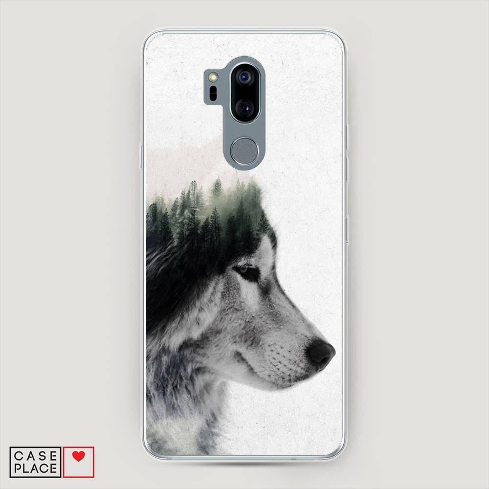 

Чехол на LG G7 ThinQ "Волк лес", Серый;белый, 83450-1