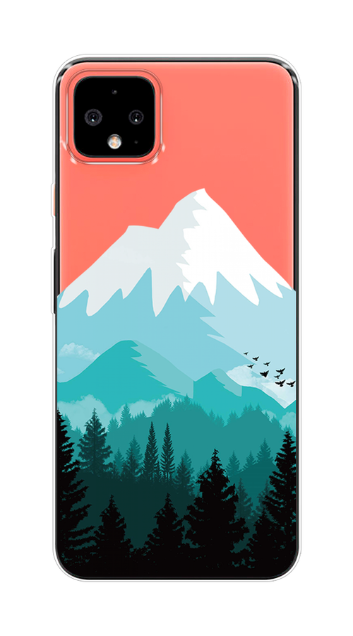 

Чехол на Google Pixel 4 XL "Синяя снежная гора", Белый;голубой;бирюзовый, 270550-2