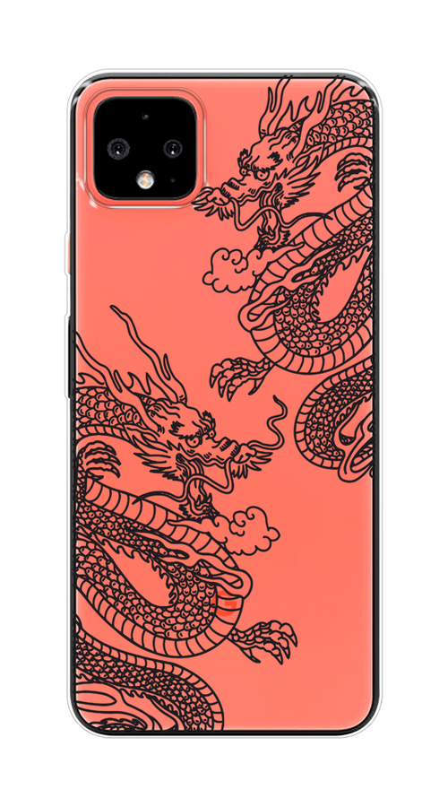 

Чехол на Google Pixel 4 XL "Два китайских дракона", Серый;черный, 270550-1