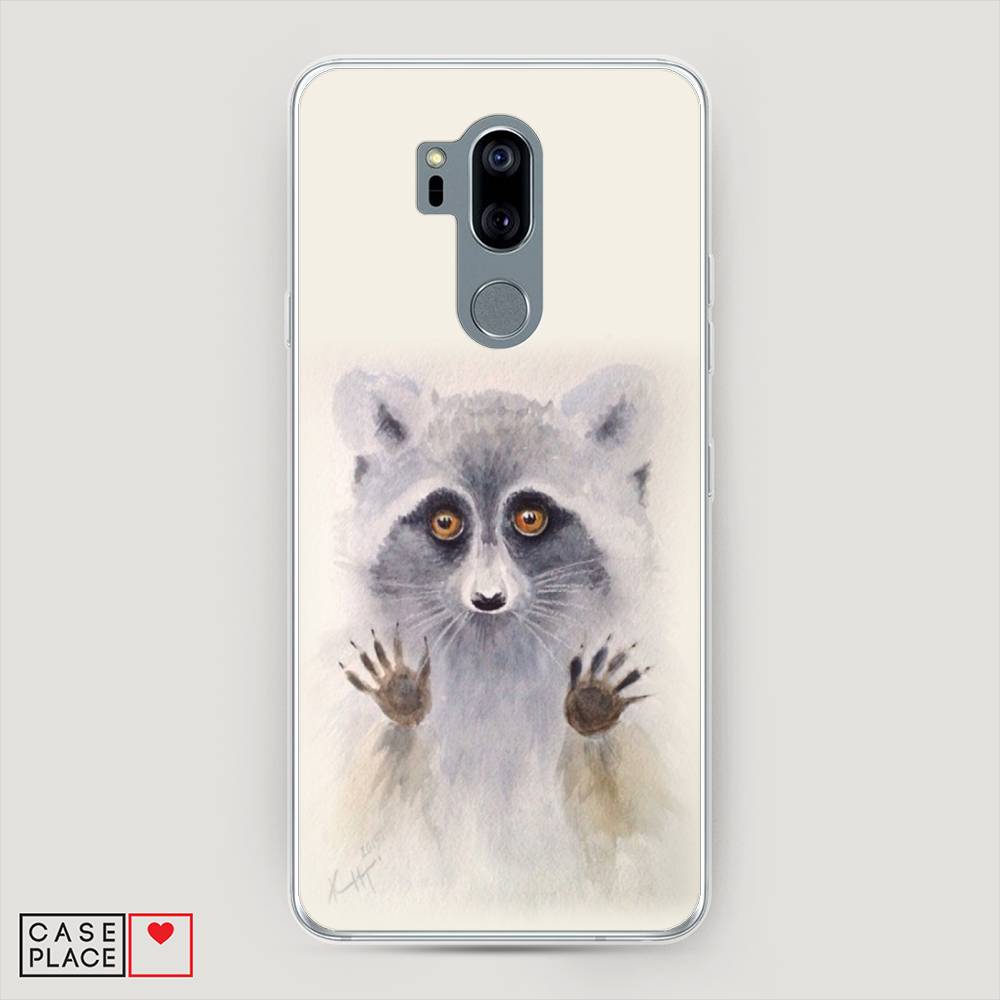 

Чехол на LG G7 ThinQ "Енот за стеклом", Бежевый;серый, 83450-4
