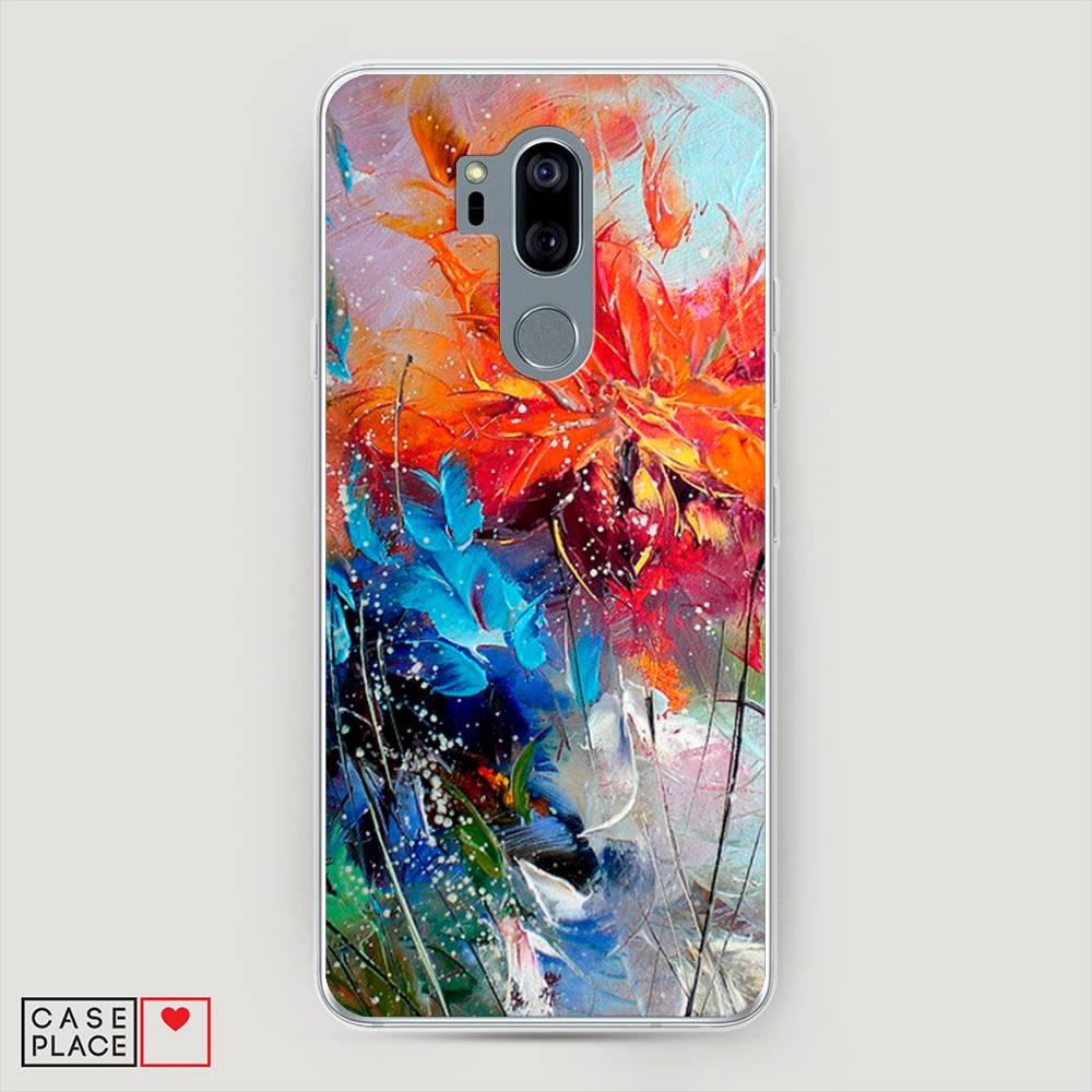 

Чехол на LG G7 ThinQ "Абстрактные цветы", Оранжевый;синий, 83450-4