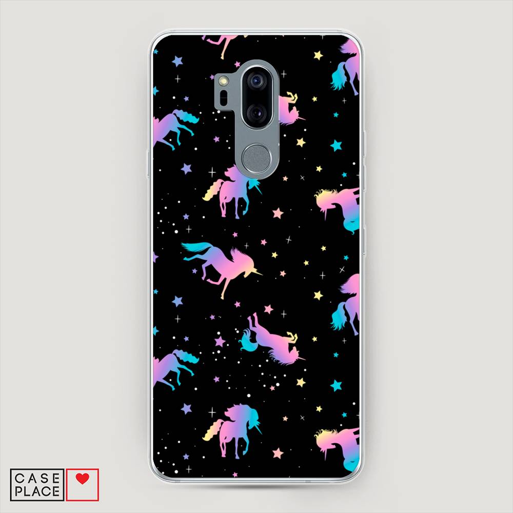 

Чехол на LG G7 ThinQ "Единороги градиент", Черный;розовый;голубой, 83450-1