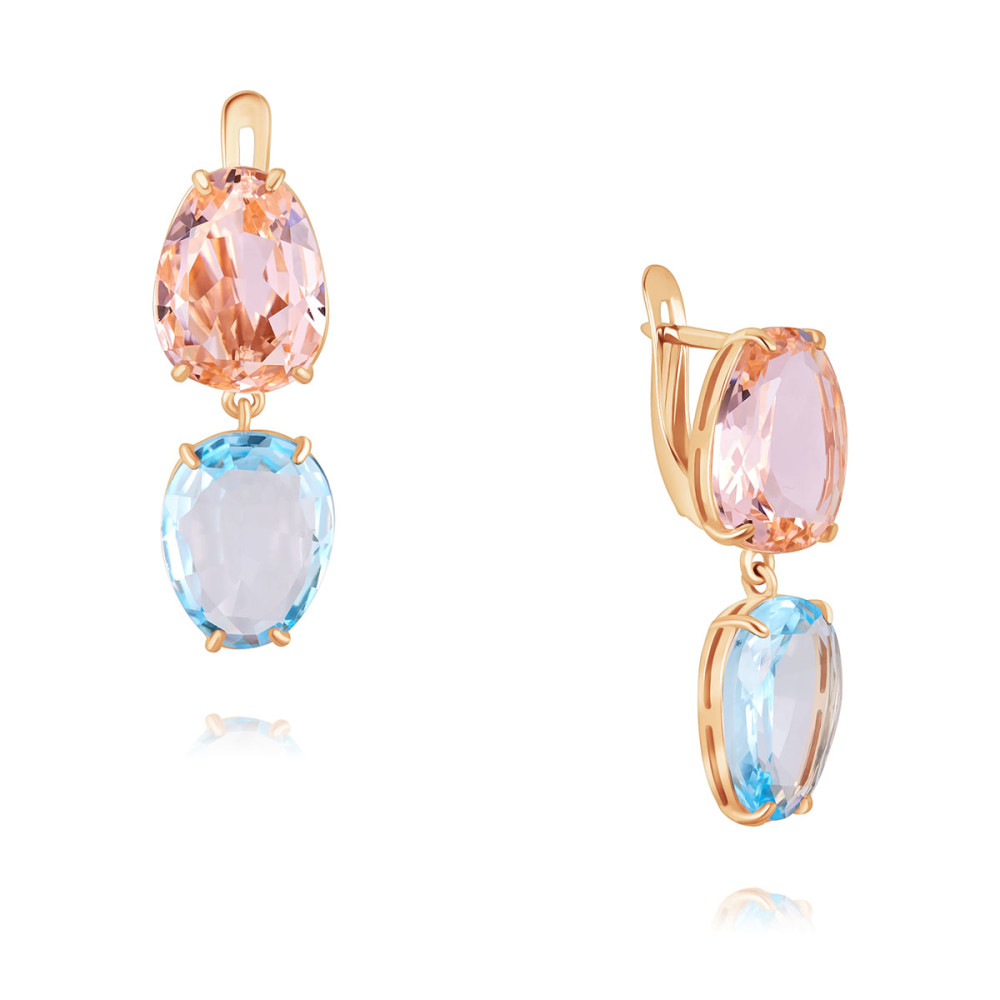

Серьги подвески из золота AdamaS 24041860/02-А50-670, аметист/топаз, 24041860/02-А50-670