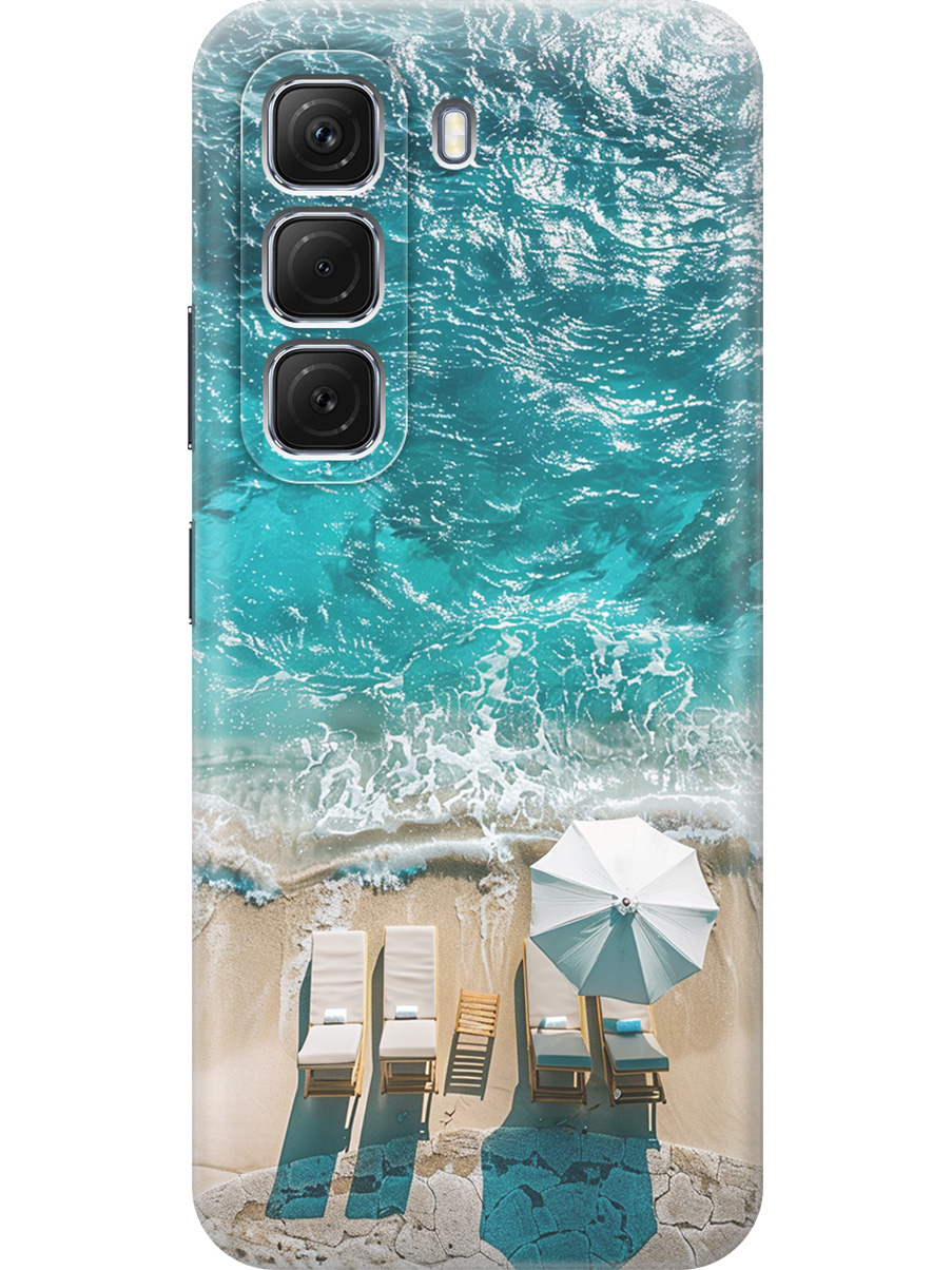 

Силиконовый чехол на Infinix Hot 50 4G с принтом "Лазурное море", Прозрачный;голубой;бежевый, 786718741