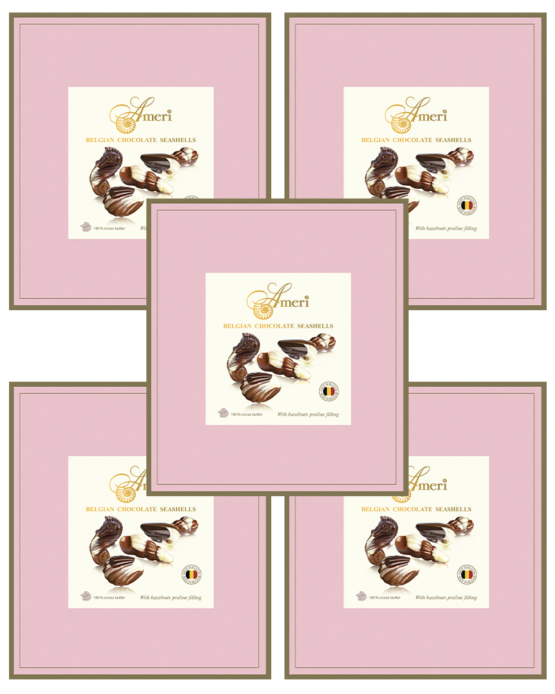 фото Конфеты шоколадные ameri с начинкой пралине в розовой упаковке, 250 г. - 5 шт.