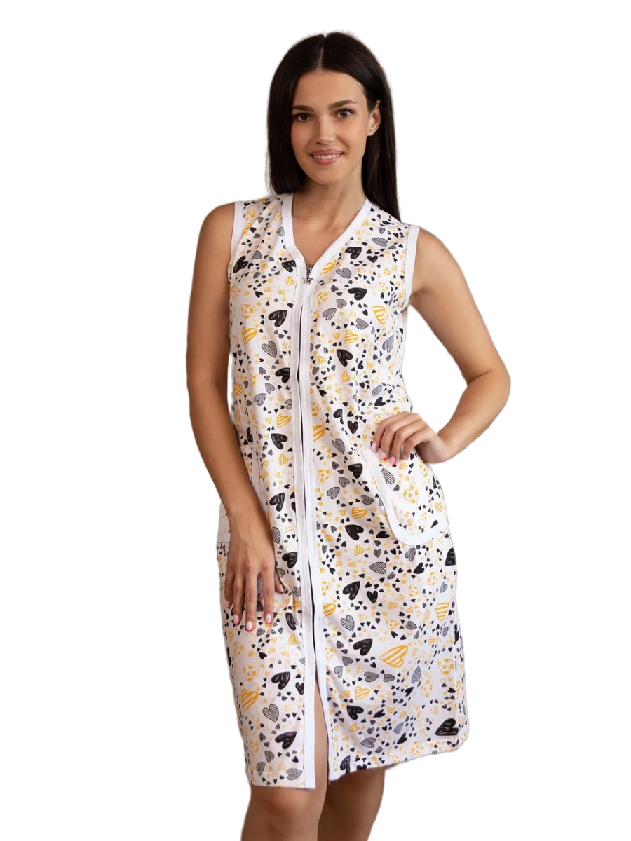 

Халат женский Ohana market Heart2 белый 58 RU, Heart2