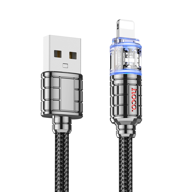 

USB дата кабель Lightning, HOCO, U122, 1.2м, черный