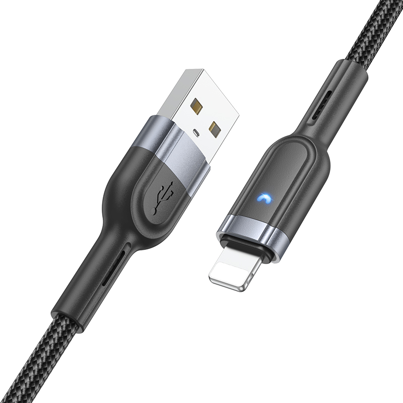 

USB дата кабель Lightning, HOCO, U117, 1.2м, черный