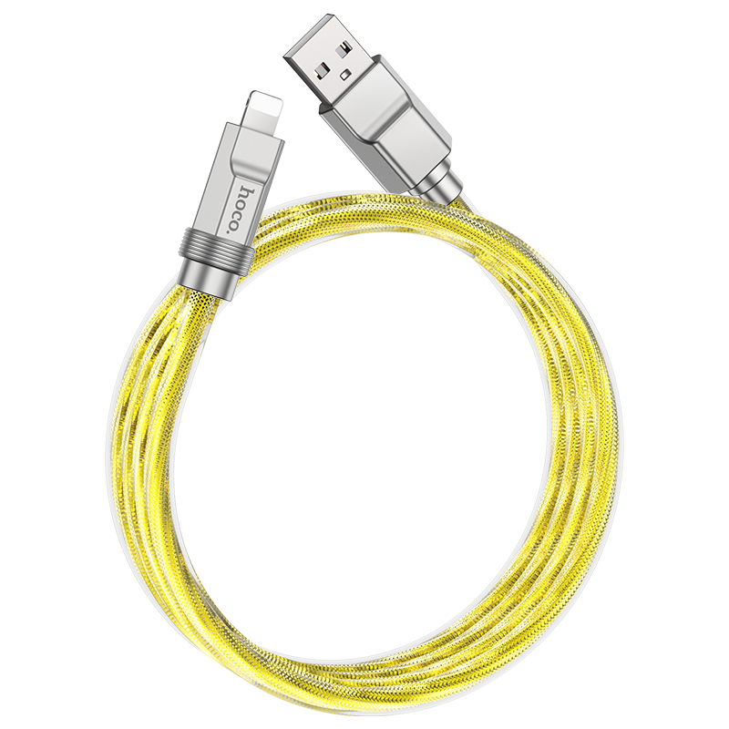 

USB дата кабель Lightning, HOCO, U113, 1м, силиконовый, золотой