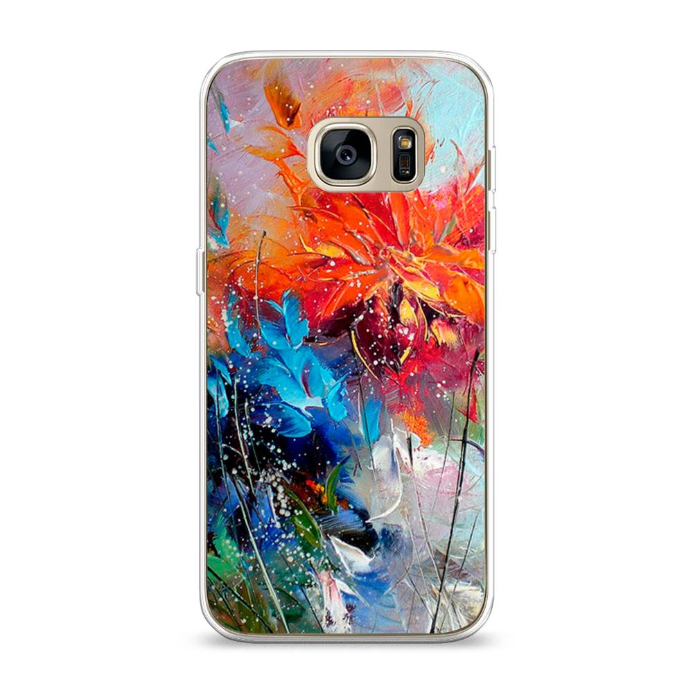 

Чехол на Samsung Galaxy S7 "Абстрактные цветы", Оранжевый;синий, 24550-4