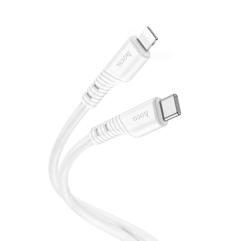 

Кабель Lightning to Type-C (PD), HOCO, X97, 1м, силиконовый, 20W, белый