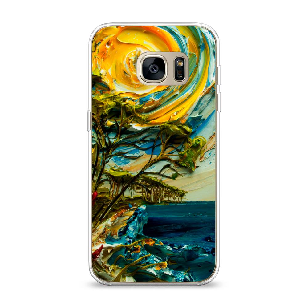

Чехол на Samsung Galaxy S7 "Солнце живопись", Желтый;синий, 24550-4