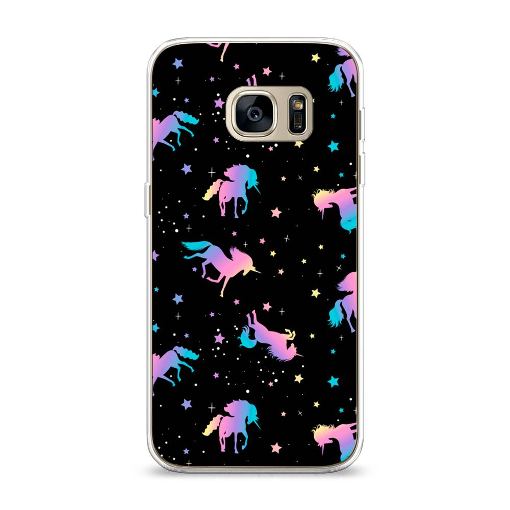 

Чехол на Samsung Galaxy S7 "Единороги градиент", Черный;розовый;голубой, 24550-1