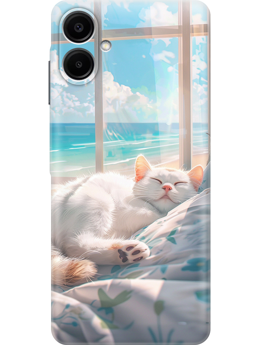 

Силиконовый чехол на Samsung Galaxy A06 с принтом "Отдыхающий котик", Прозрачный;белый;голубой, 786717512