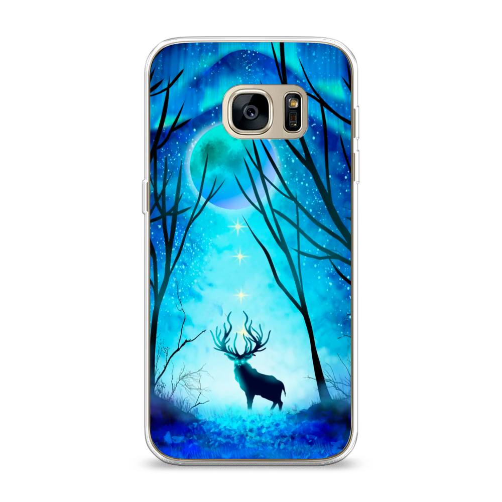 

Чехол на Samsung Galaxy S7 "Олень северное сияние", Синий;черный;голубой, 24550-1