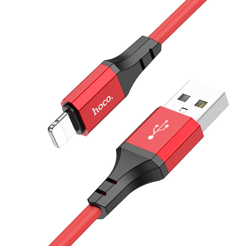 

USB дата кабель Lightning, HOCO, X86, 1M, силиконовый, красный