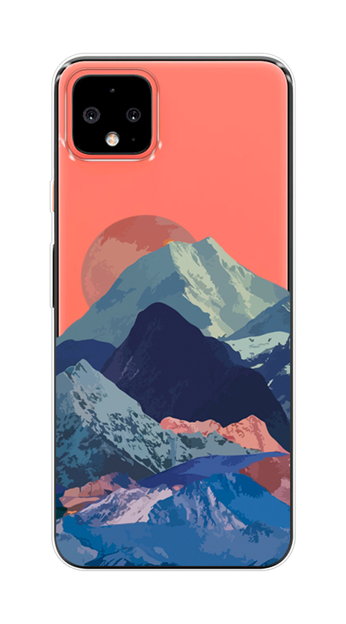 

Чехол на Google Pixel 4 XL "Закат в снежных горах", Бордовый;серый;голубой, 270550-2