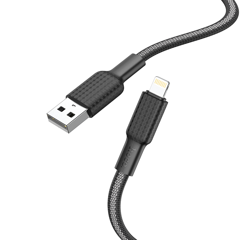 

USB дата кабель Lightning, HOCO, X69, 1м, черный с белым