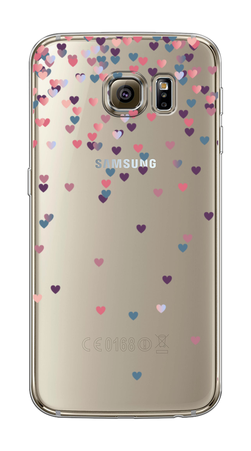 

Чехол на Samsung Galaxy S6 edge "Посыпка сердечки", Розовый;фиолетовый, 24450-3