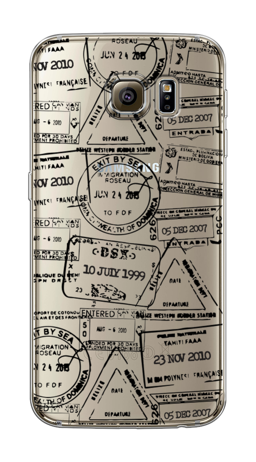 

Чехол на Samsung Galaxy S6 edge "Visa stamps 2", Белый;черный;серый, 24450-2