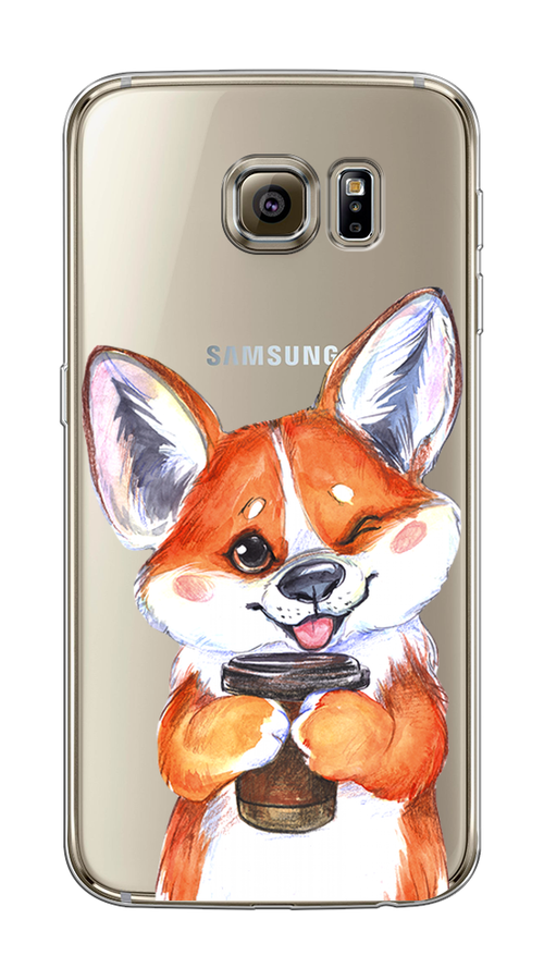 

Чехол на Samsung Galaxy S6 edge "Корги с кофе", Оранжевый;белый, 24450-4