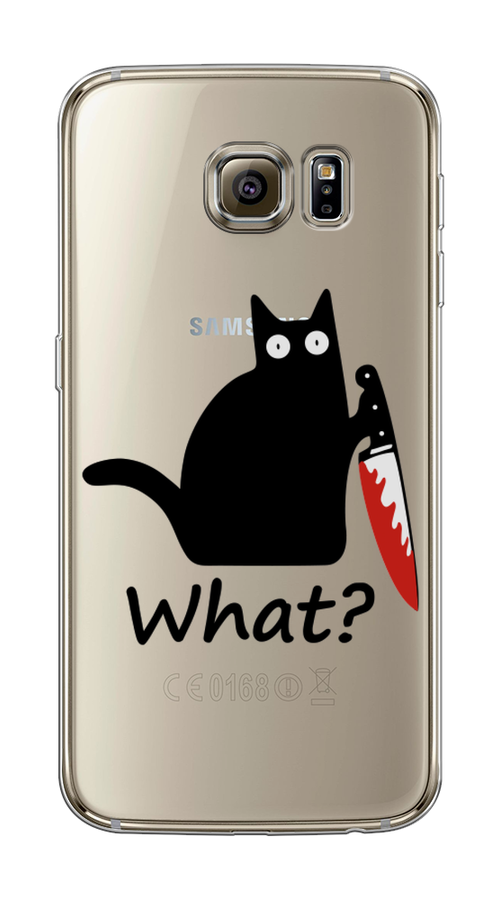 

Чехол на Samsung Galaxy S6 edge "Котик с ножом", Черный;красный, 24450-6