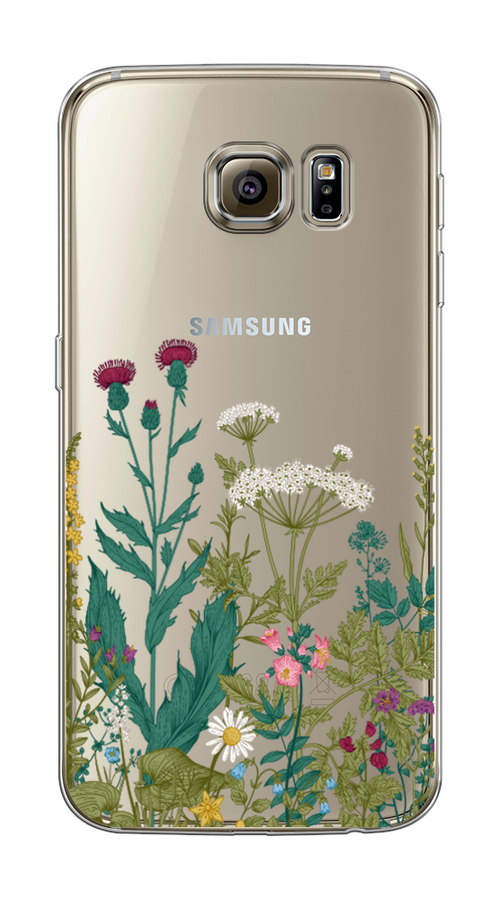 

Чехол на Samsung Galaxy S6 edge "Дикие полевые цветы", Зеленый;розовый;белый, 24450-2