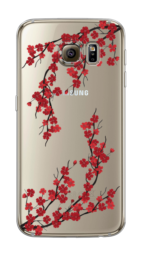 

Чехол на Samsung Galaxy S6 edge "Красная сакура", Красный;черный, 24450-2