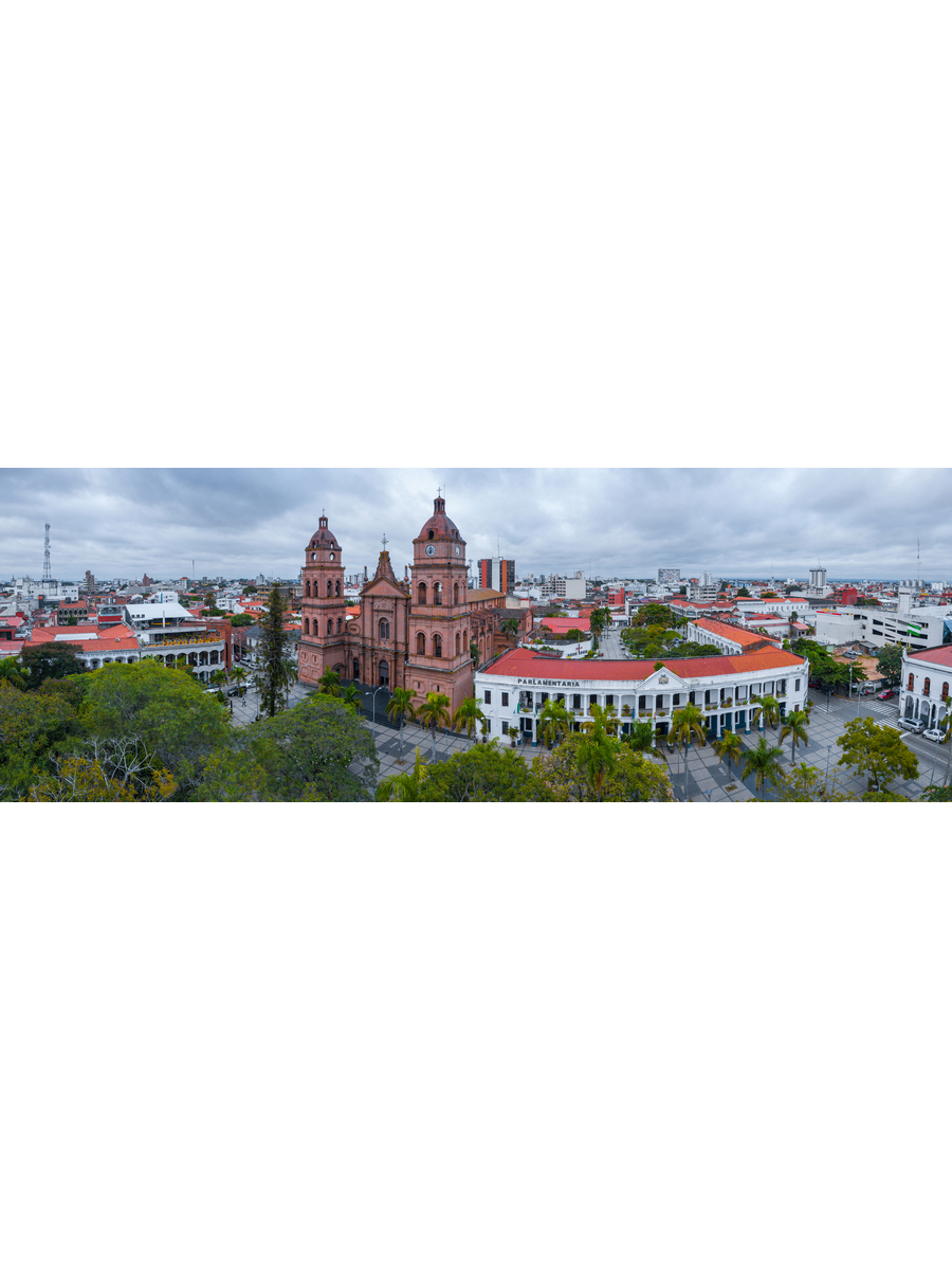 

Постер DRABS A2 Вид с воздуха центра города Санта-Крус-де-ла-Сьерра. Боливия