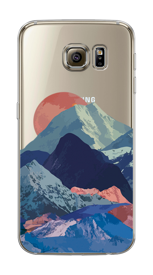 

Чехол на Samsung Galaxy S6 edge "Закат в снежных горах", Красный;серый;голубой, 24450-2