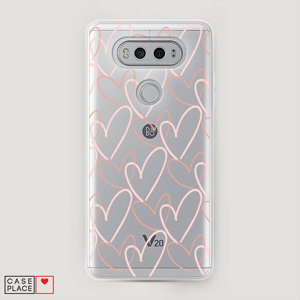 

Чехол на LG V20 "Узор из сердечек", Розовый;бежевый, 83350-6