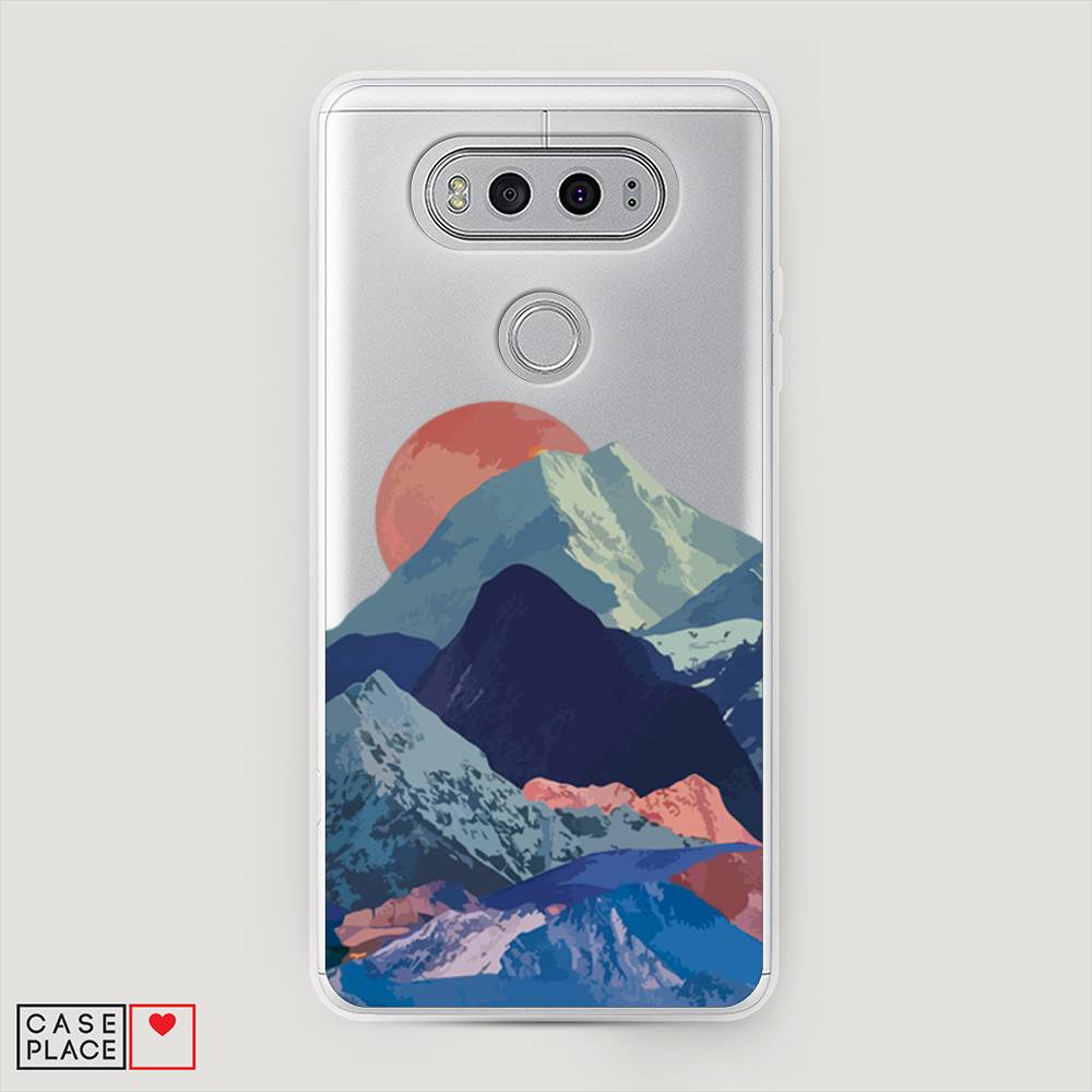 

Чехол на LG V20 "Закат в снежных горах", Красный;серый;голубой, 83350-2