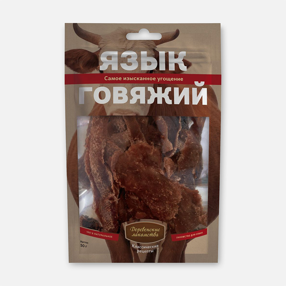 

Лакомство Деревенские лакомства для собак, язык говяжий, 50 г