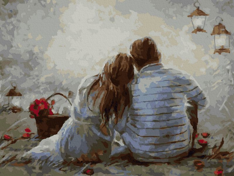 

Картина по номерам с цветной схемой на холсте 30х40 ВДВОЁМ (24 цвета), Вдвоём