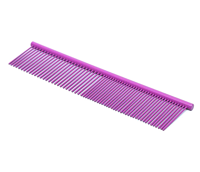 Расческа Пижон для шерсти с гальваническим покрытием, 18,8 х 4,2 см, фиолетовая