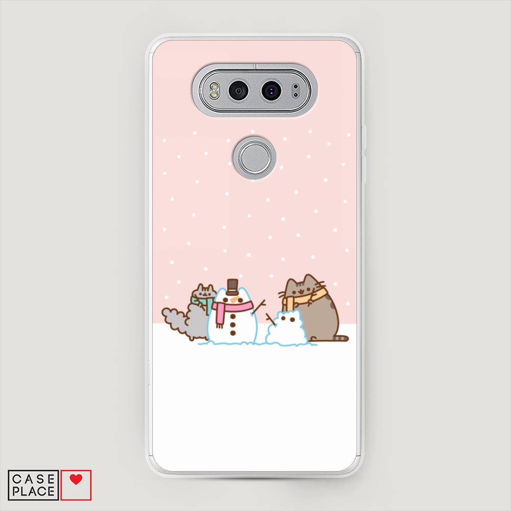 

Чехол на LG V20 "Котики в снегу", Розовый;белый;серый, 83350-5