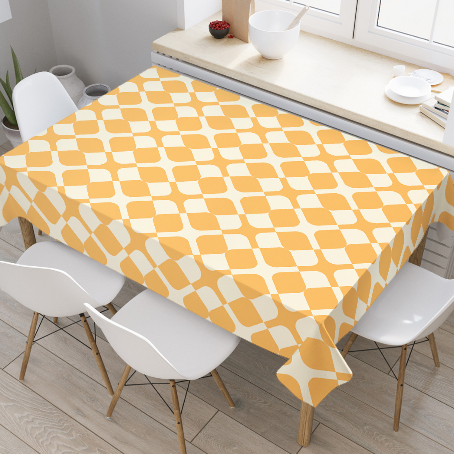 

Скатерть прямоугольная JoyArty "Абстрактный аргайл" из оксфорда, 120x145 см, Желтый, Абстрактный аргайл