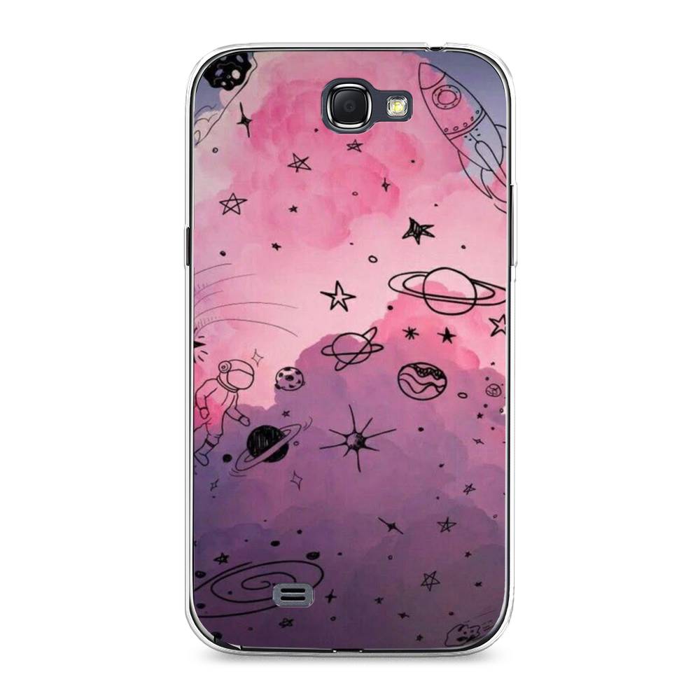 

Чехол Awog на Samsung Galaxy Note 2 / Самсунг Note 2 "Радуга планет 3", Черный;розовый, 23250-4