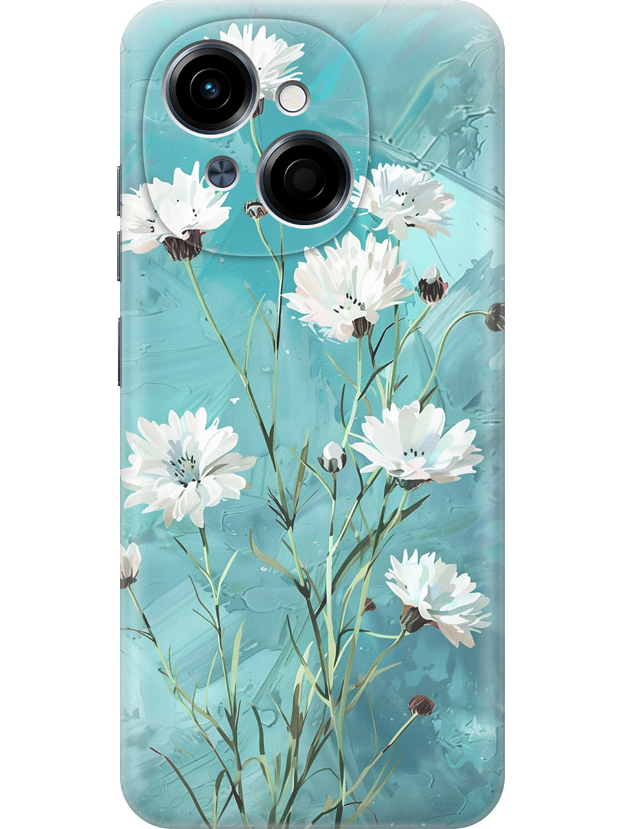 

Силиконовый чехол на Tecno Spark Go 1 / Pop 9 с принтом "Белые васильки", Прозрачный;белый;голубой, 786716922