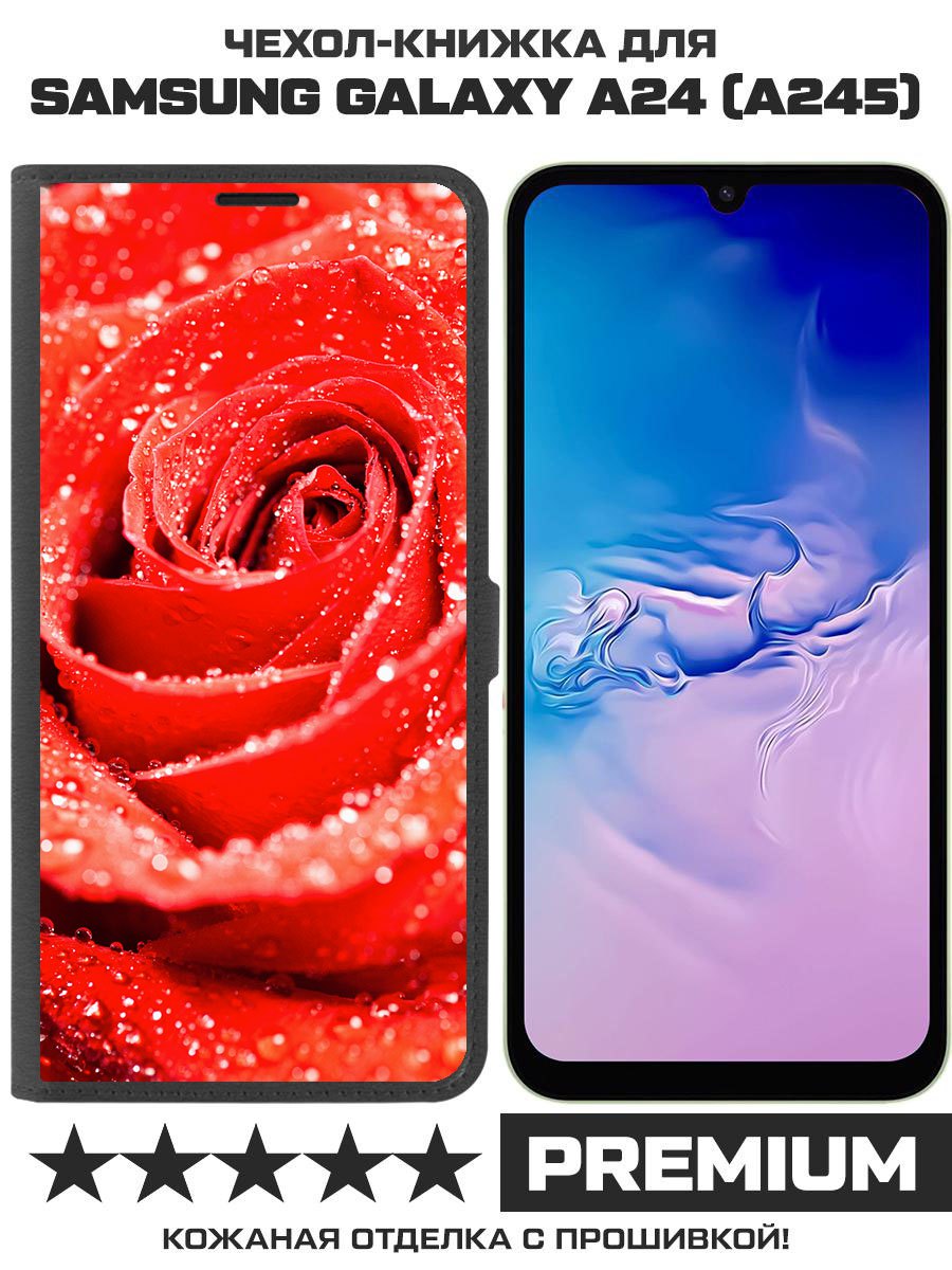 

Чехол-книжка Eco Book для Samsung Galaxy A24 (A245) Роза, Черный