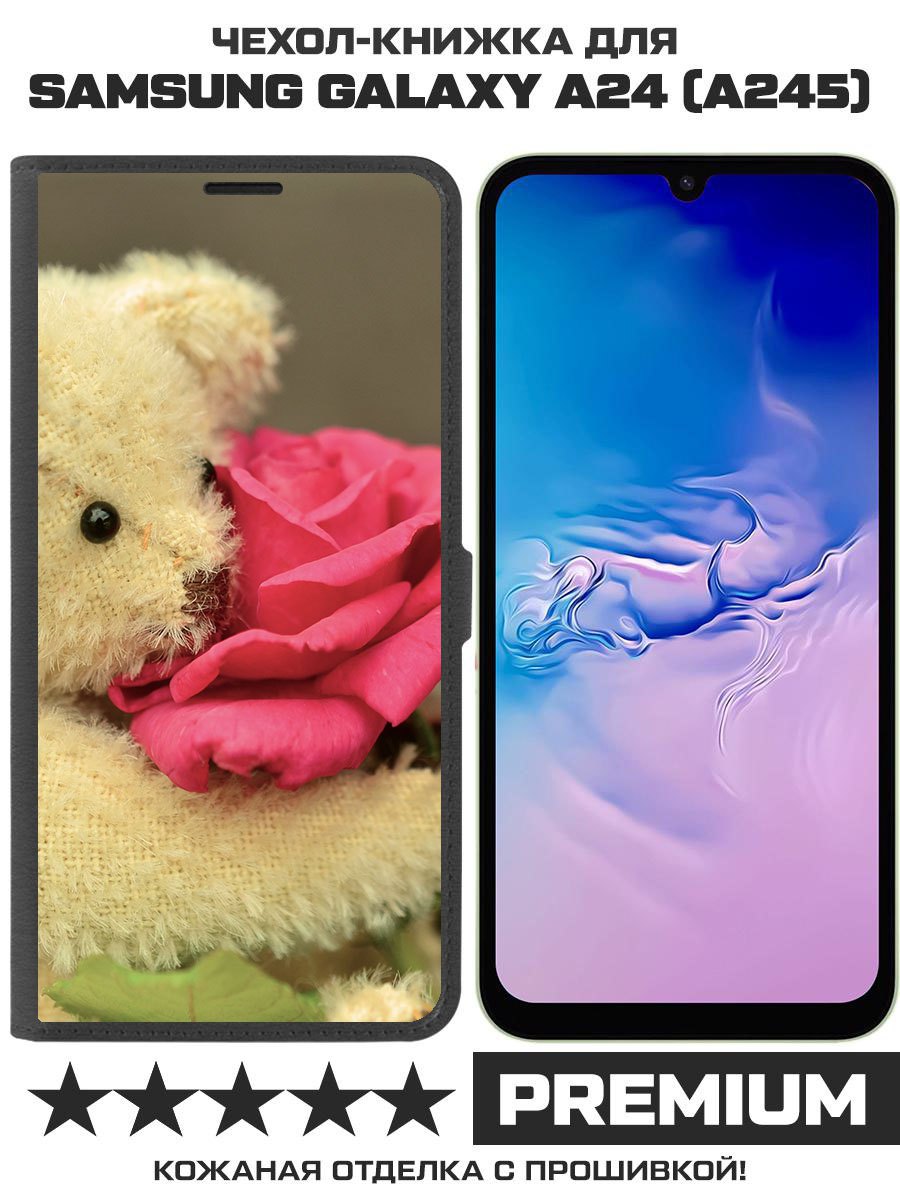 

Чехол-книжка Eco Book для Samsung Galaxy A24 (A245) Медвежонок с розой, Черный