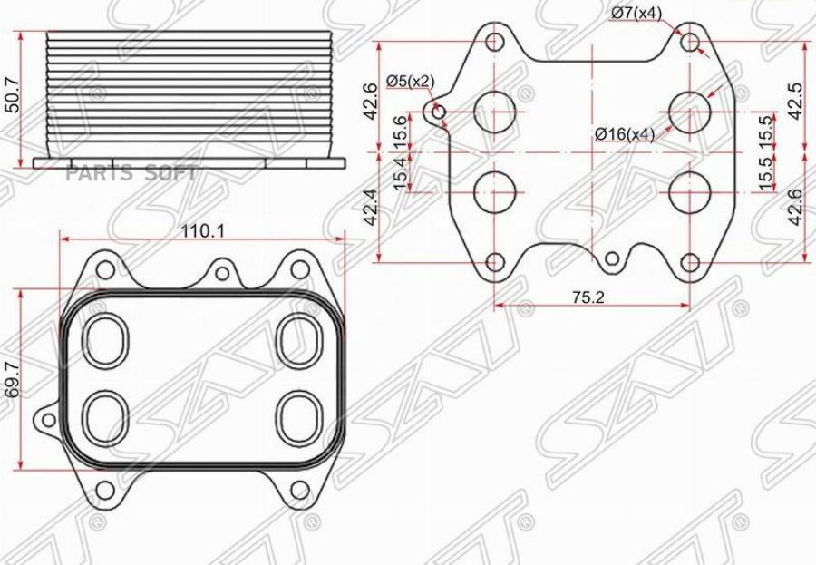 Sat Радиатор Масляный Audi A1 10-/A3 03-/A4 07-/A5 07-/A6 11-/Q3 11-/Q5 08-/Skoda Fabia 07