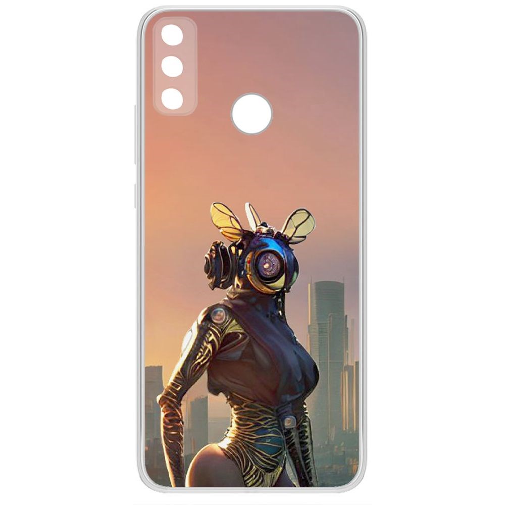 

Чехол-накладка Krutoff Clear Case Женщина-киберпчела для Huawei Y8S