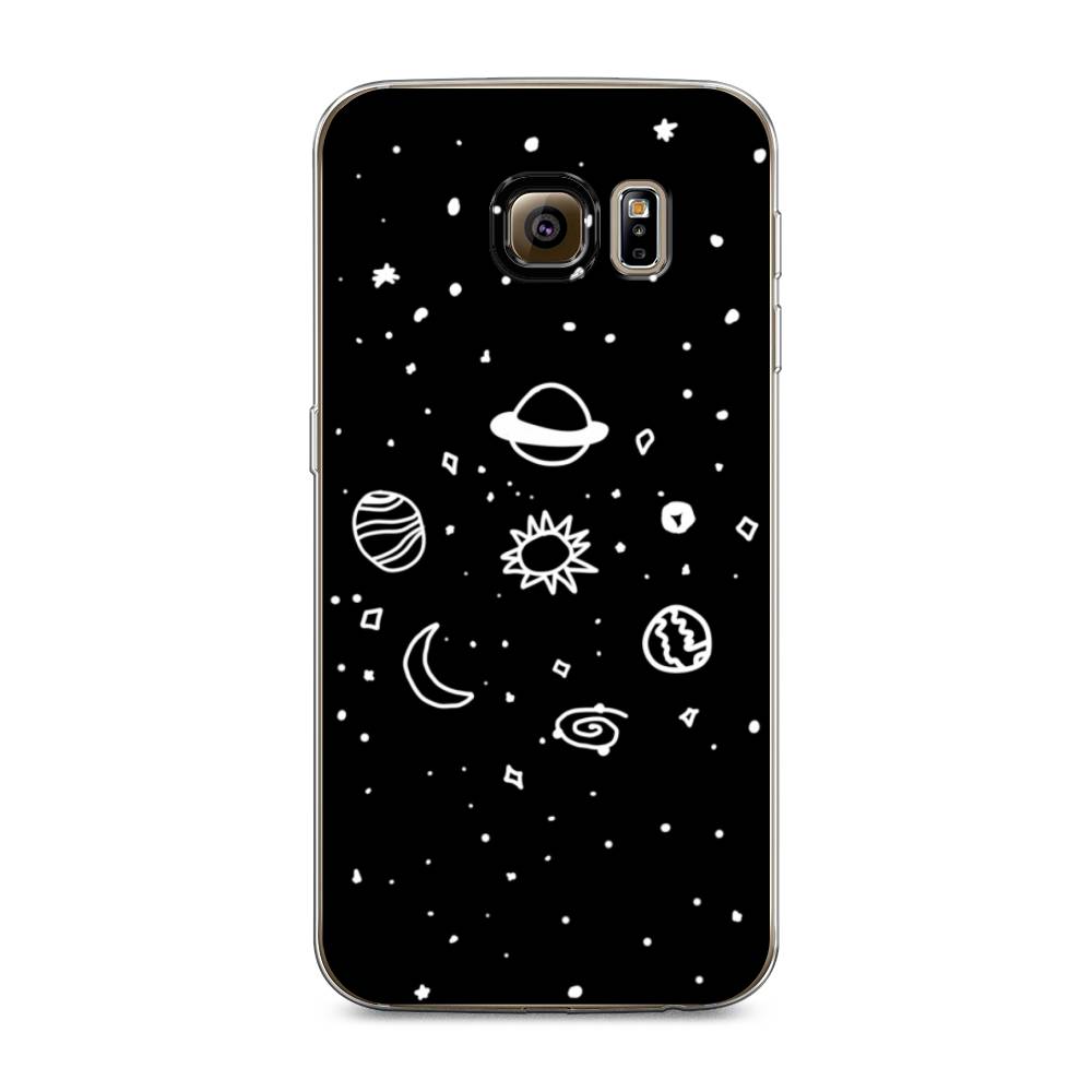 

Чехол на Samsung Galaxy S6 edge "Дудл солнечной системы", Бежевый;серый, 24450-2